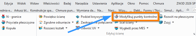 Swobodne formowanie Modyfikuj punkty kontrolne wstążka