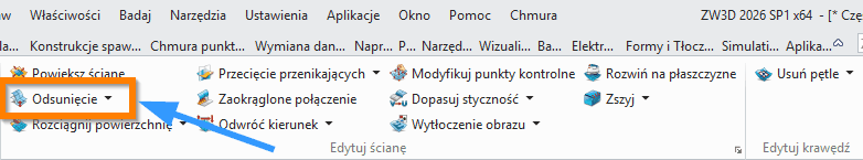 Swobodne formowanie Odsunięcie wstążka ZW3D
