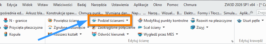 Swobodne formowanie Podziel sciane wstazka