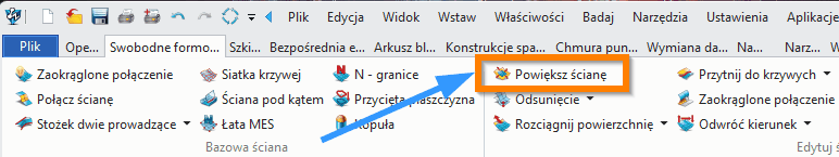 Swobodne formowanie Powiększ ścianę wstążka