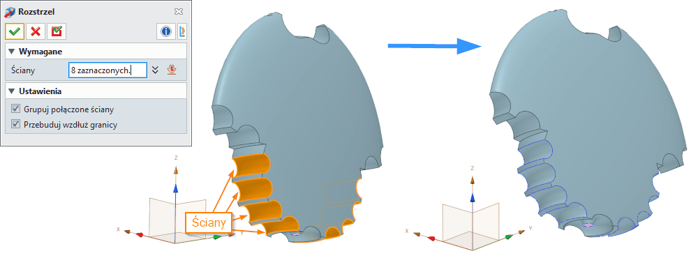Swobodne formowanie Rozstrzel ZW3D Panel