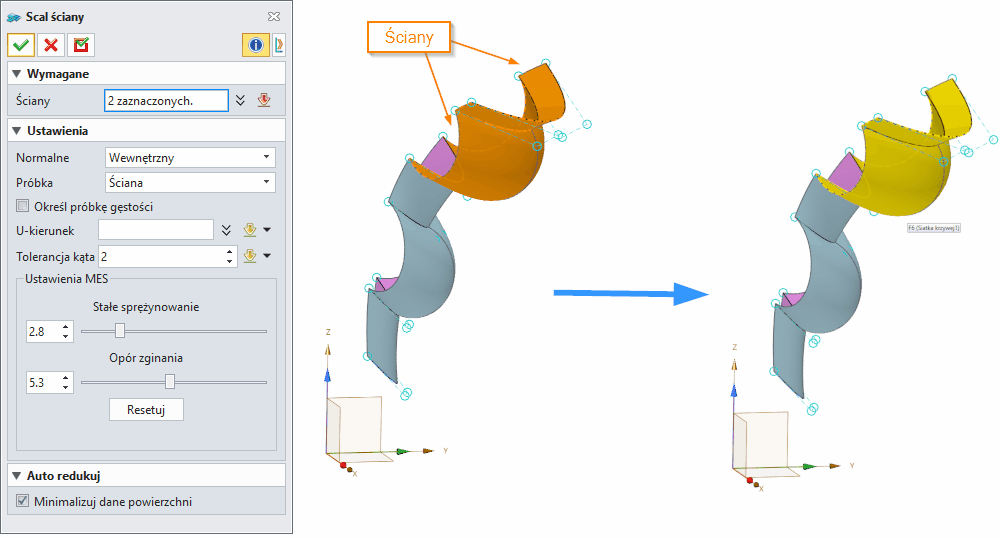 Swobodne formowanie Scal ściany ZW3D Panel