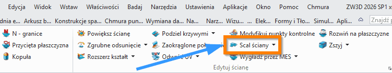 Swobodne formowanie Scal ściany wstążka ZW3D