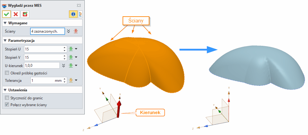 Swobodne formowanie Wygładź przez MES Panel ZW3D