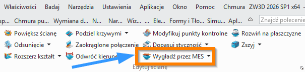 Swobodne formowanie Wygładź przez MES wstążka ZW3D