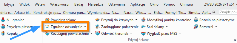 Swobodne formowanie Zgrubne odsunięcie wstążka ZW3D