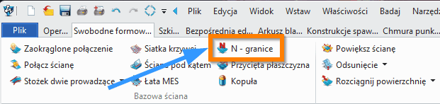 Swobodne formowanie N granice wstążka ZW3D