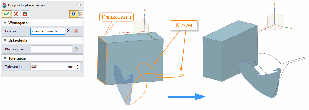 Swobodne formowanie Przycięta płaszczyzna ZW3D panel