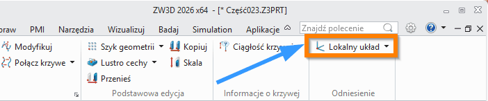 Szkic3D Lokalny uklad wstazka