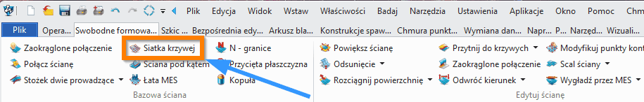 swobodne formowanie Siatka krzywej wstazka