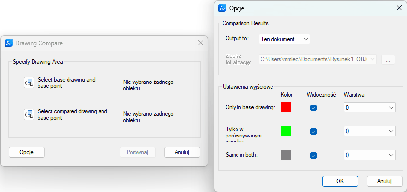 Porównanie obiektów w ZWCADzie 2027 Porównanie obiektów w ZWCADzie 2027